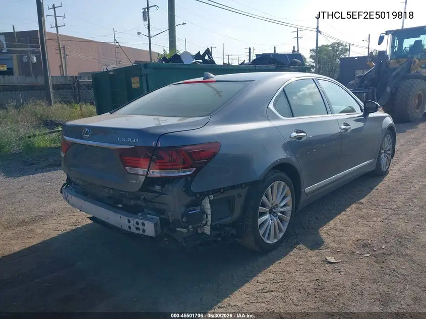 2014 Lexus Ls 460 VIN: JTHCL5EF2E5019818 Lot: 45501706