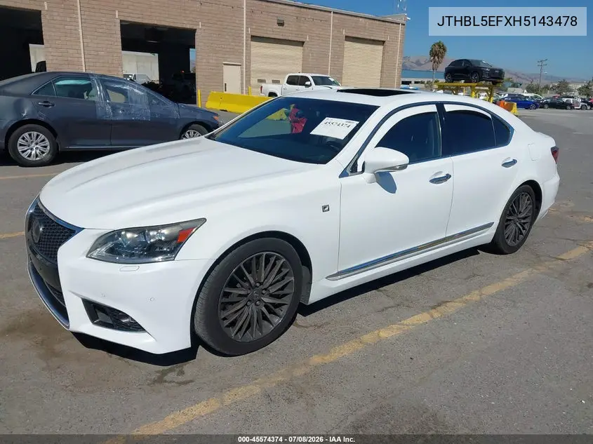 2017 Lexus Ls 460 VIN: JTHBL5EFXH5143478 Lot: 45574374