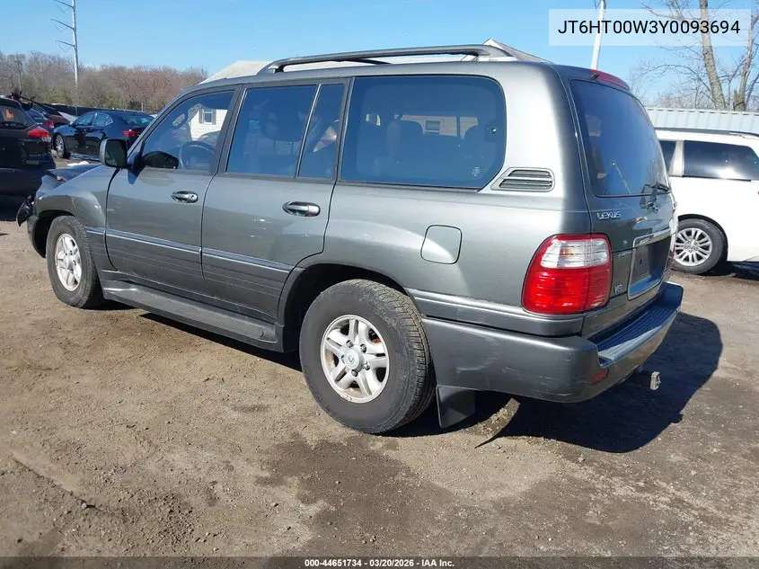 2000 Lexus Lx 470 VIN: JT6HT00W3Y0093694 Lot: 44651734