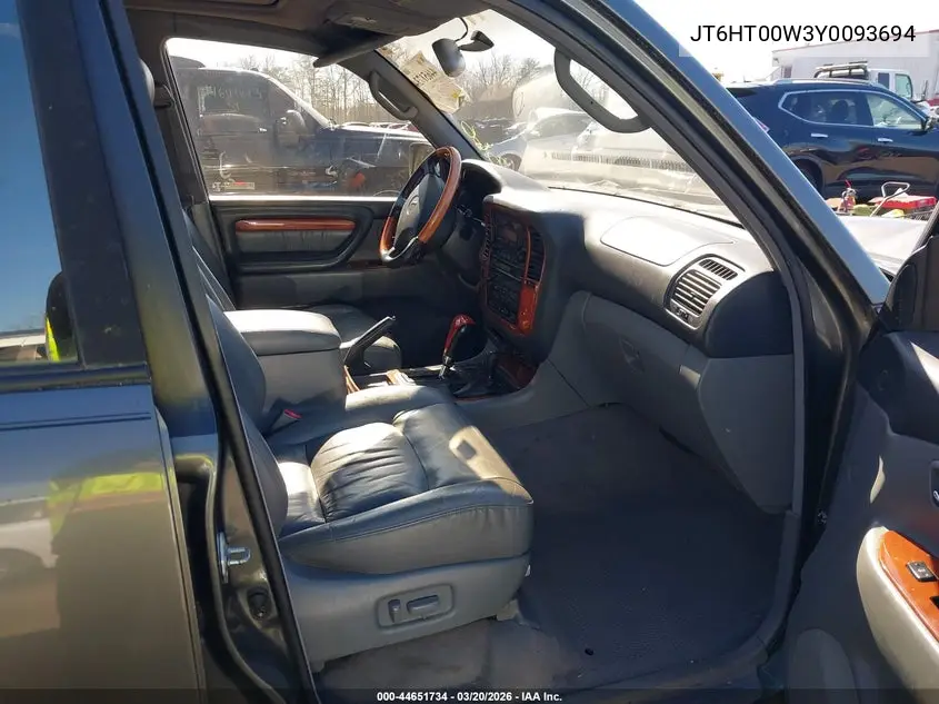 2000 Lexus Lx 470 VIN: JT6HT00W3Y0093694 Lot: 44651734