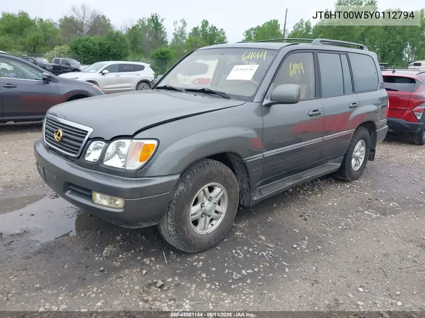 2000 Lexus Lx 470 VIN: JT6HT00W5Y0112794 Lot: 45361144