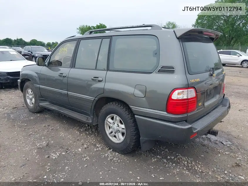 2000 Lexus Lx 470 VIN: JT6HT00W5Y0112794 Lot: 45361144