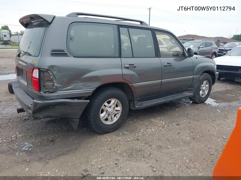 2000 Lexus Lx 470 VIN: JT6HT00W5Y0112794 Lot: 45361144