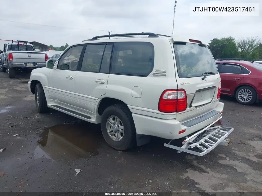 2002 Lexus Lx 470 VIN: JTJHT00W423517461 Lot: 45340956