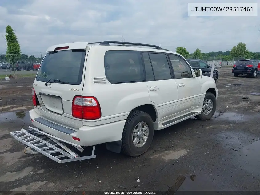 2002 Lexus Lx 470 VIN: JTJHT00W423517461 Lot: 45340956