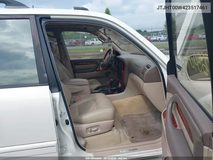 2002 Lexus Lx 470 VIN: JTJHT00W423517461 Lot: 45340956