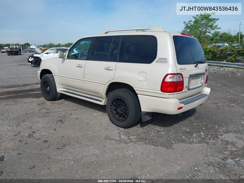 2004 Lexus Lx 470 VIN: JTJHT00W843536436 Lot: 45211743