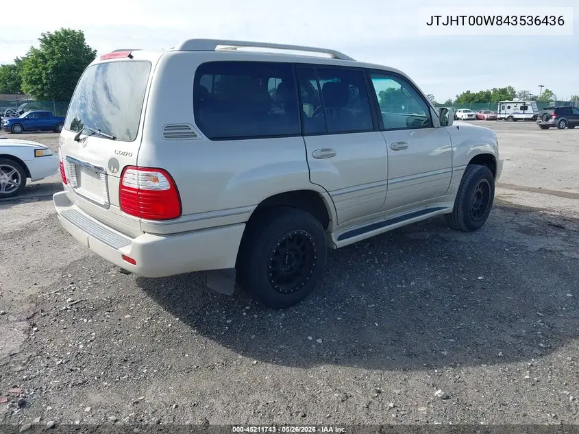 2004 Lexus Lx 470 VIN: JTJHT00W843536436 Lot: 45211743
