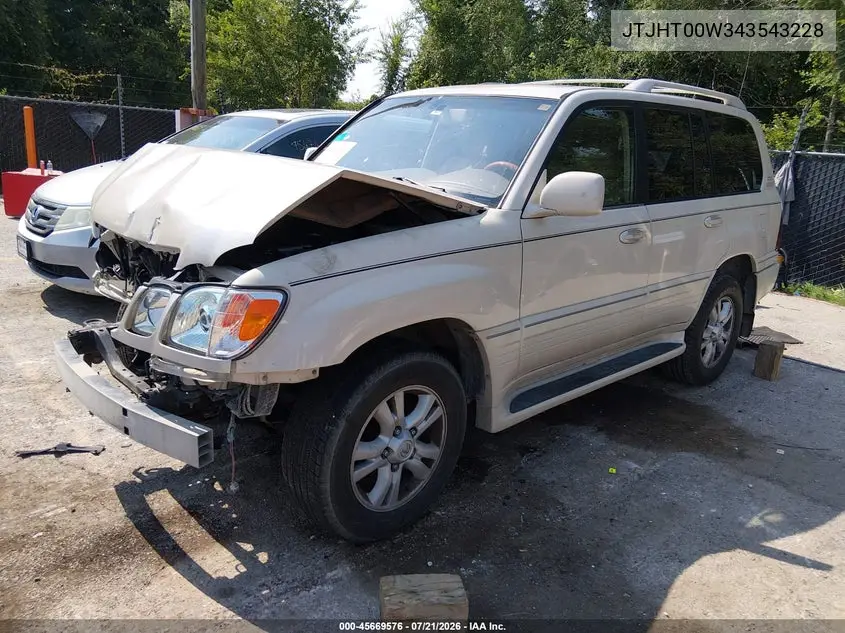 2004 Lexus Lx 470 VIN: JTJHT00W343543228 Lot: 45669576