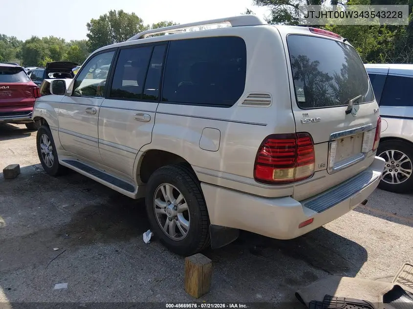 2004 Lexus Lx 470 VIN: JTJHT00W343543228 Lot: 45669576