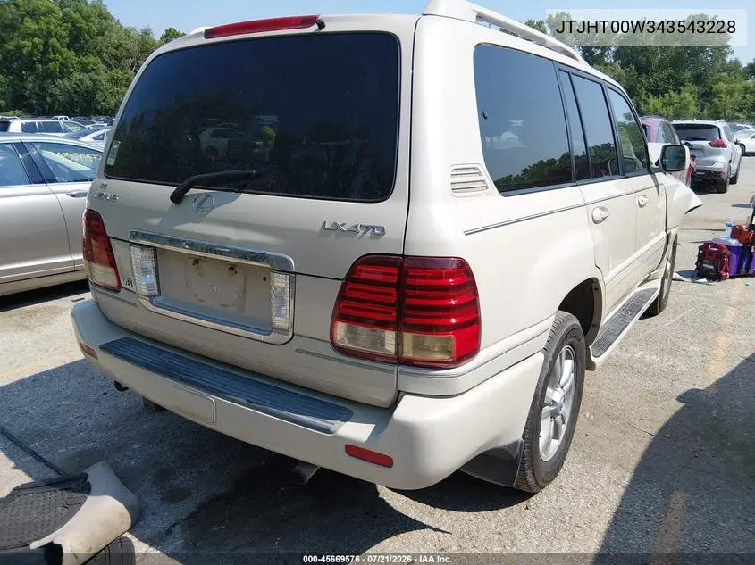 2004 Lexus Lx 470 VIN: JTJHT00W343543228 Lot: 45669576