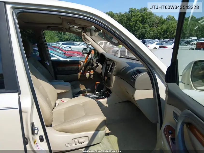 2004 Lexus Lx 470 VIN: JTJHT00W343543228 Lot: 45669576