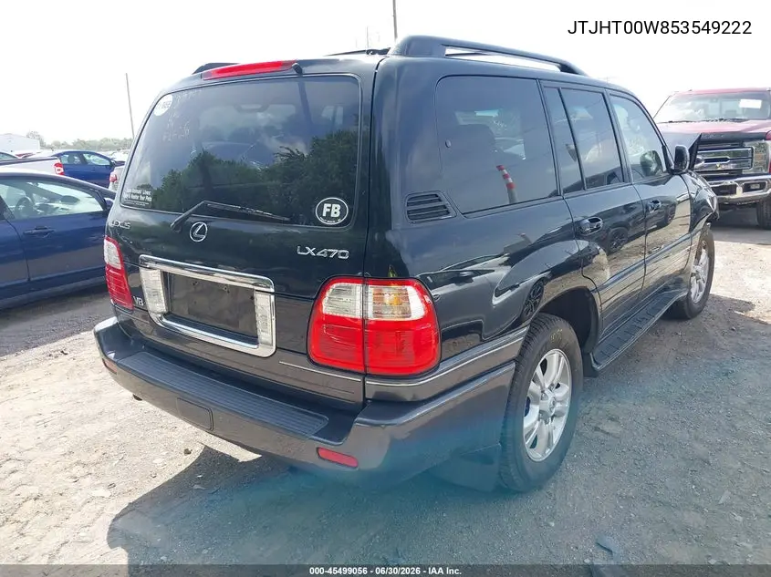 2005 Lexus Lx 470 VIN: JTJHT00W853549222 Lot: 45499056