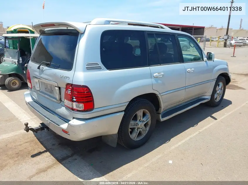 2006 Lexus Lx 470 VIN: JTJHT00W664011338 Lot: 44923816