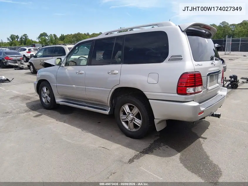 2007 Lexus Lx 470 VIN: JTJHT00W174027349 Lot: 45072435
