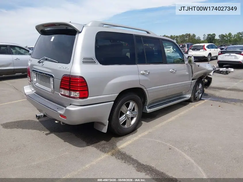 2007 Lexus Lx 470 VIN: JTJHT00W174027349 Lot: 45072435