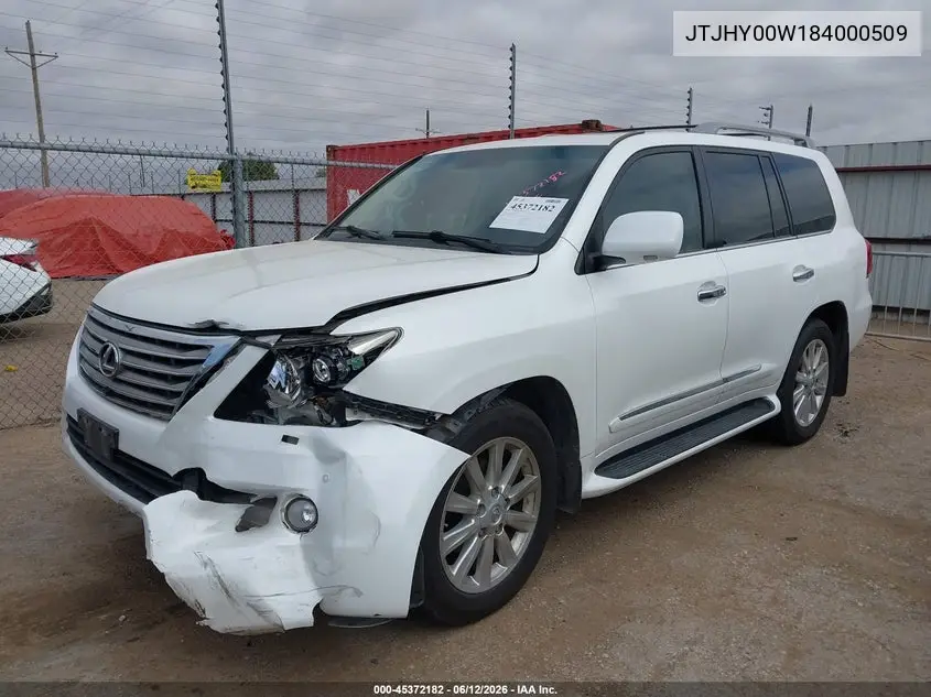 2008 Lexus Lx 570 VIN: JTJHY00W184000509 Lot: 45372182