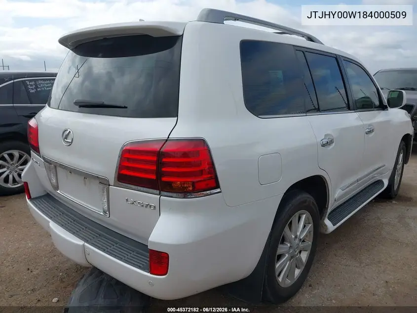 2008 Lexus Lx 570 VIN: JTJHY00W184000509 Lot: 45372182