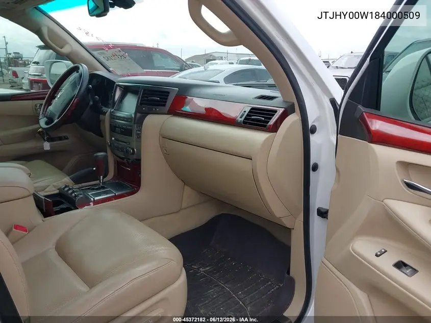 2008 Lexus Lx 570 VIN: JTJHY00W184000509 Lot: 45372182