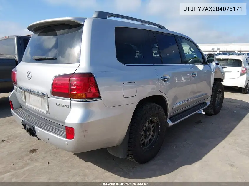2011 Lexus Lx 570 VIN: JTJHY7AX3B4075171 Lot: 45218106