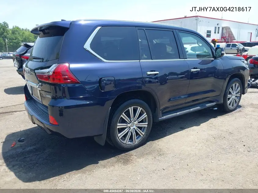 2016 Lexus Lx 570 VIN: JTJHY7AX0G4218617 Lot: 45454367