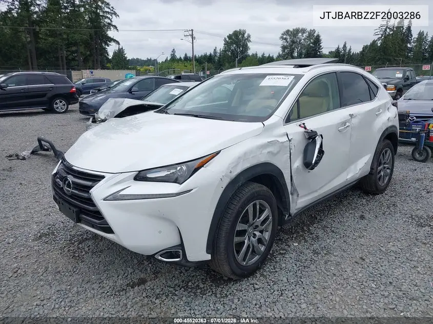 2015 Lexus Nx 200T VIN: JTJBARBZ2F2003286 Lot: 45520363