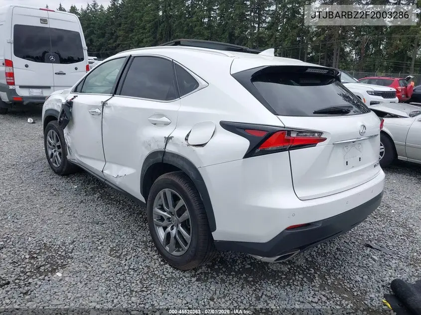 2015 Lexus Nx 200T VIN: JTJBARBZ2F2003286 Lot: 45520363