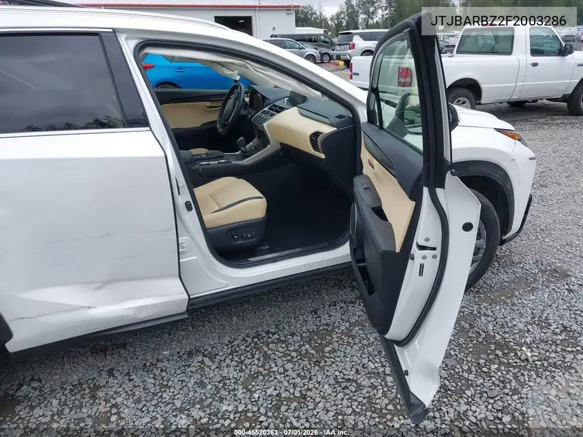 2015 Lexus Nx 200T VIN: JTJBARBZ2F2003286 Lot: 45520363