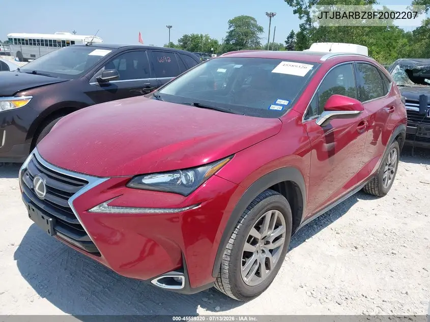 2015 Lexus Nx 200T VIN: JTJBARBZ8F2002207 Lot: 45589320