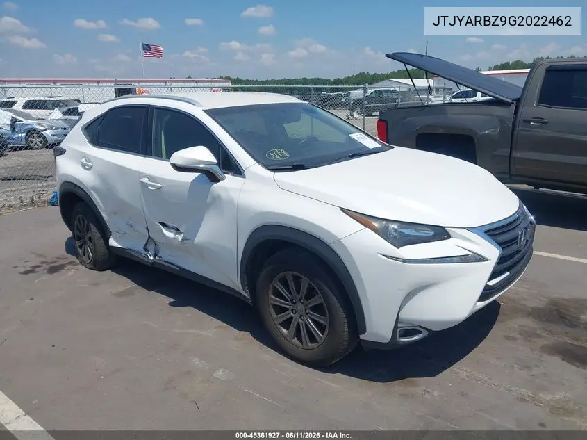 2016 Lexus Nx 200T VIN: JTJYARBZ9G2022462 Lot: 45361927
