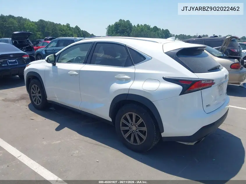 2016 Lexus Nx 200T VIN: JTJYARBZ9G2022462 Lot: 45361927