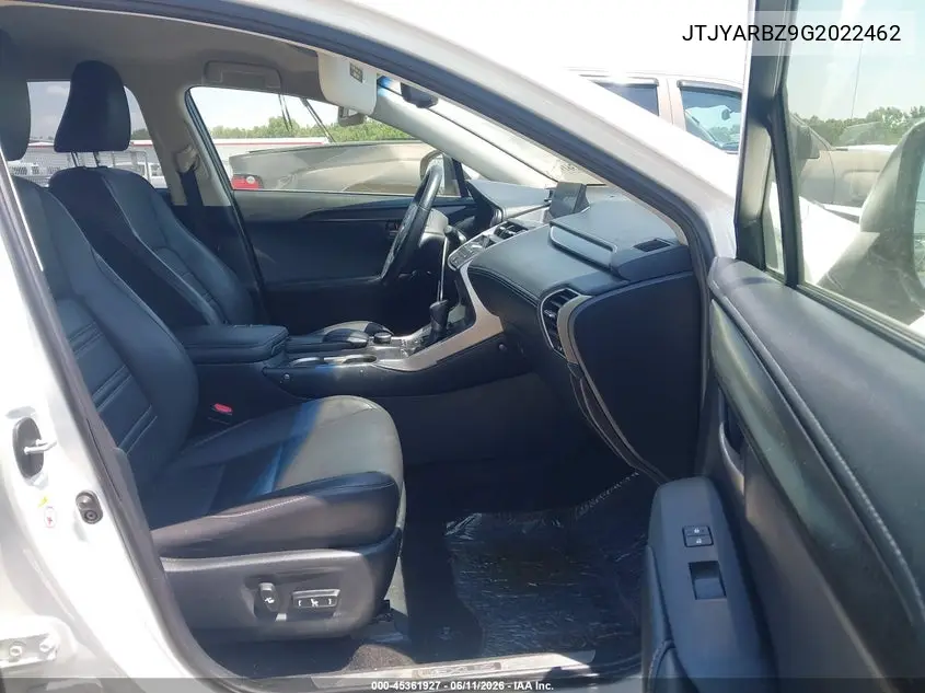 2016 Lexus Nx 200T VIN: JTJYARBZ9G2022462 Lot: 45361927