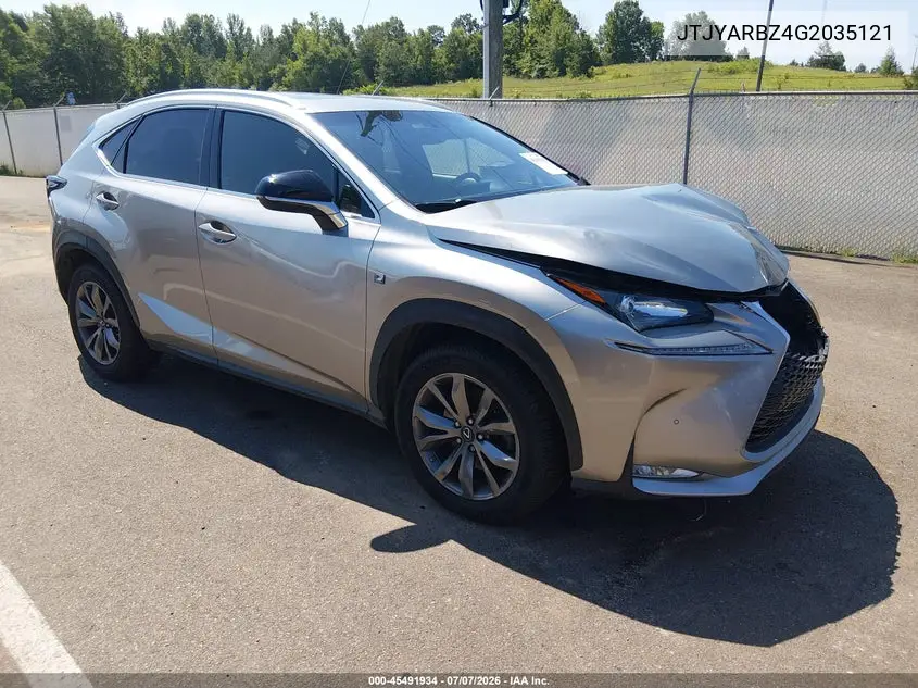 2016 Lexus Nx 200T F Sport VIN: JTJYARBZ4G2035121 Lot: 45491934