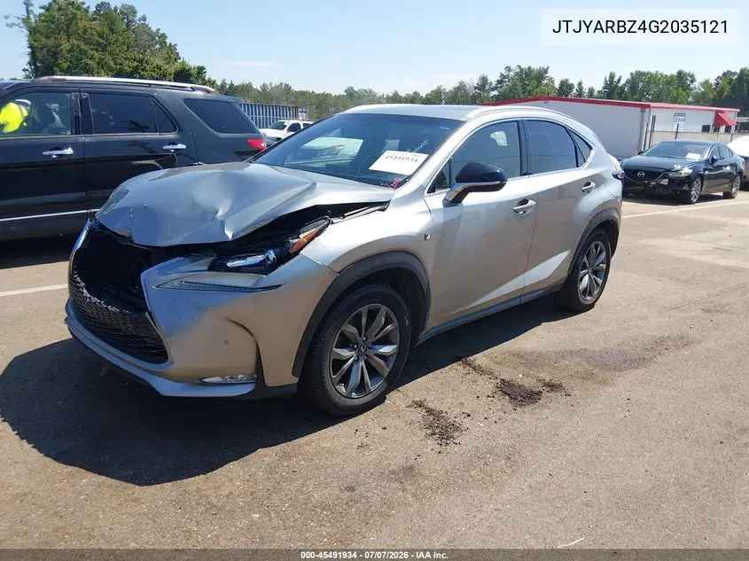 2016 Lexus Nx 200T F Sport VIN: JTJYARBZ4G2035121 Lot: 45491934