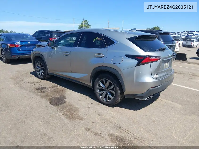 2016 Lexus Nx 200T F Sport VIN: JTJYARBZ4G2035121 Lot: 45491934