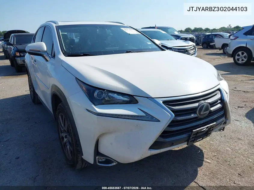 2016 Lexus Nx 200T VIN: JTJYARBZ3G2044103 Lot: 45553587