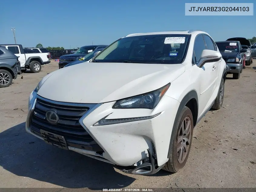 2016 Lexus Nx 200T VIN: JTJYARBZ3G2044103 Lot: 45553587