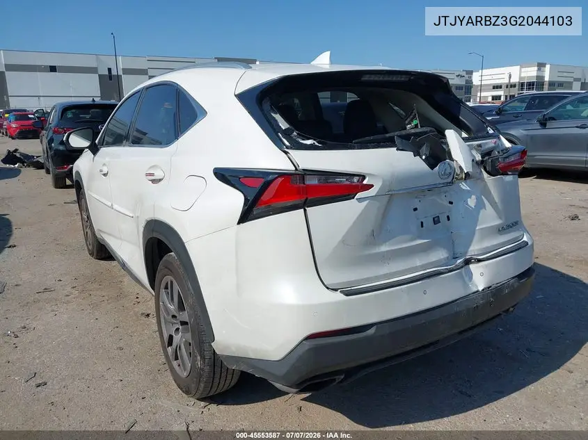 2016 Lexus Nx 200T VIN: JTJYARBZ3G2044103 Lot: 45553587