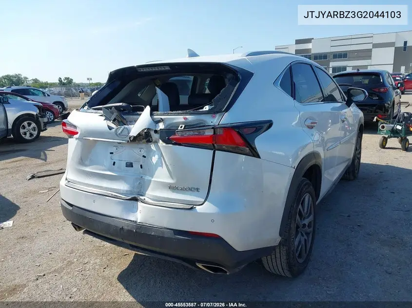 2016 Lexus Nx 200T VIN: JTJYARBZ3G2044103 Lot: 45553587