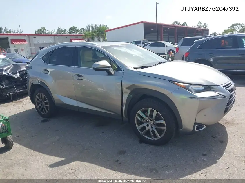 2016 Lexus Nx 200T VIN: JTJYARBZ7G2047392 Lot: 45564896