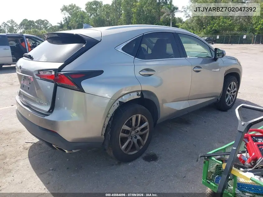 2016 Lexus Nx 200T VIN: JTJYARBZ7G2047392 Lot: 45564896