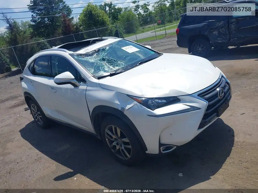 2016 Lexus Nx 200T VIN: JTJBARBZ7G2085758 Lot: 45597428