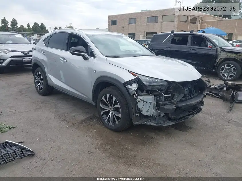 2016 Lexus Nx 200T F Sport VIN: JTJBARBZ3G2072196 Lot: 45607627