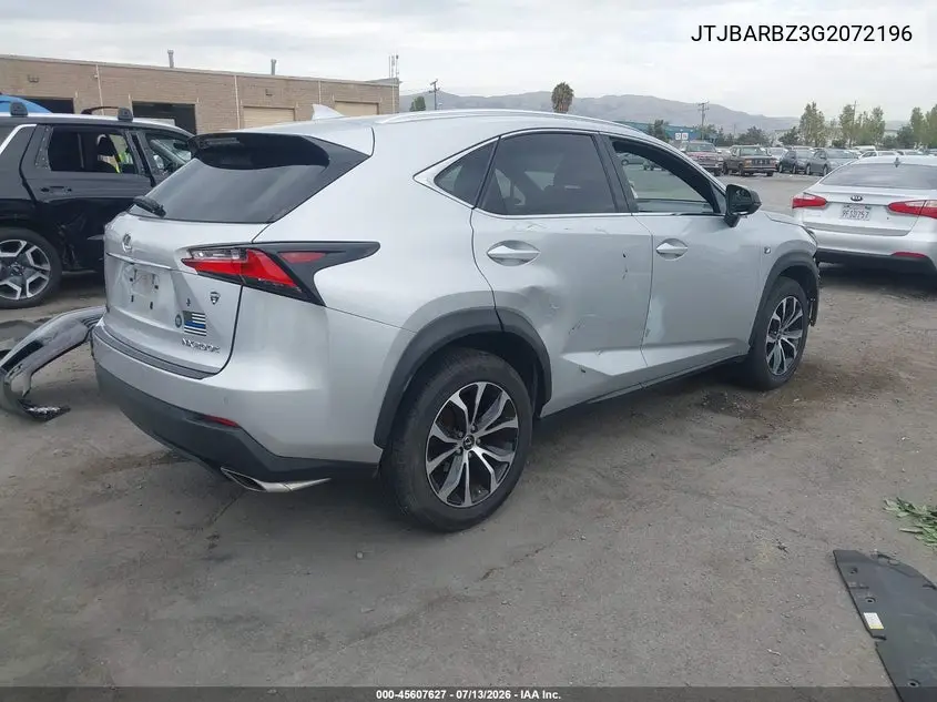 2016 Lexus Nx 200T F Sport VIN: JTJBARBZ3G2072196 Lot: 45607627