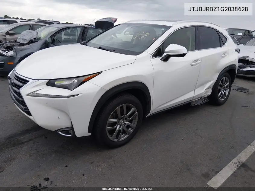 2016 Lexus Nx 300H VIN: JTJBJRBZ1G2038628 Lot: 45610468