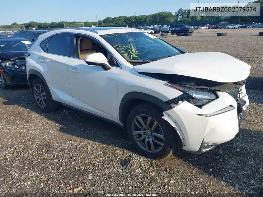 2016 Lexus Nx 200T VIN: JTJBARBZ0G2079574 Lot: 45628903
