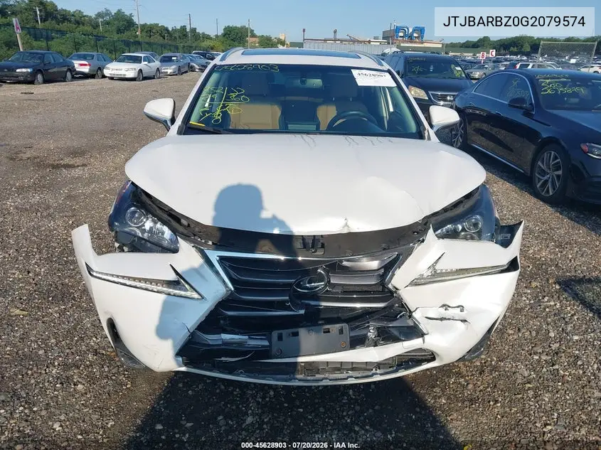 2016 Lexus Nx 200T VIN: JTJBARBZ0G2079574 Lot: 45628903