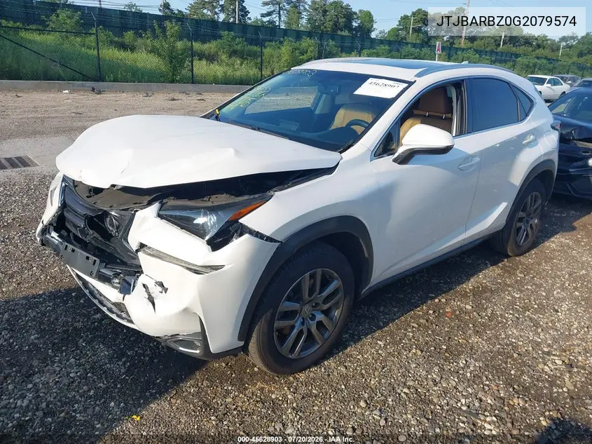 2016 Lexus Nx 200T VIN: JTJBARBZ0G2079574 Lot: 45628903