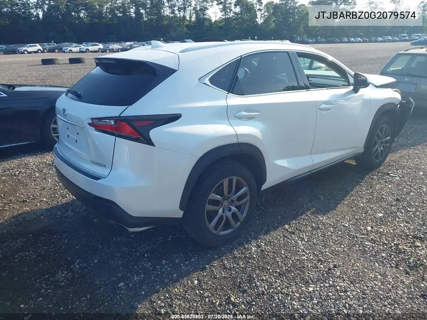 2016 Lexus Nx 200T VIN: JTJBARBZ0G2079574 Lot: 45628903
