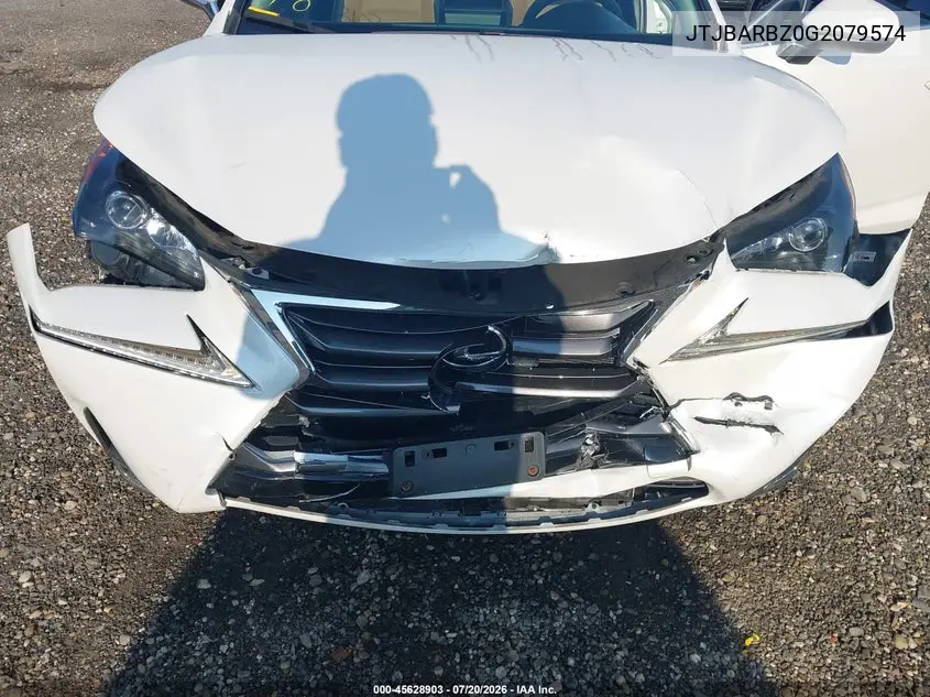 2016 Lexus Nx 200T VIN: JTJBARBZ0G2079574 Lot: 45628903